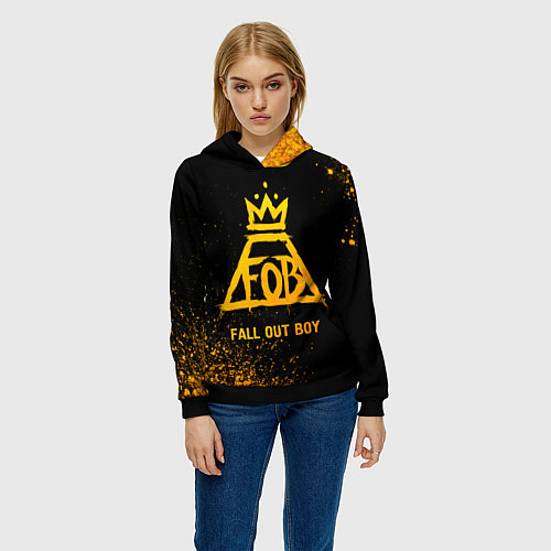 Женская толстовка Fall Out Boy - gold gradient / 3D-Черный – фото 3