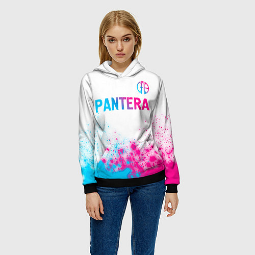 Женская толстовка Pantera neon gradient style посередине / 3D-Черный – фото 3