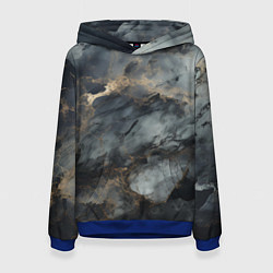 Толстовка-худи женская Темно-серый мрамор, цвет: 3D-синий