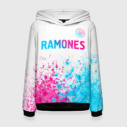 Толстовка-худи женская Ramones neon gradient style посередине, цвет: 3D-черный