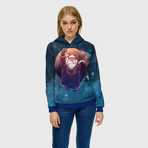 Женская толстовка Летящий Санта / 3D-Синий – фото 3
