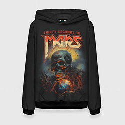 Толстовка-худи женская Thirty seconds to mars skull, цвет: 3D-черный