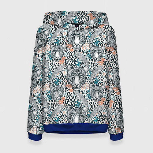 Женская толстовка Дикий тропический ягуар / 3D-Синий – фото 1