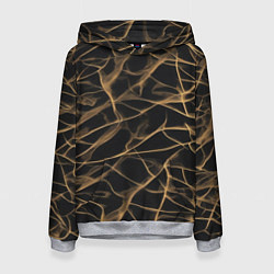 Толстовка-худи женская Абстракция черное золото, цвет: 3D-меланж