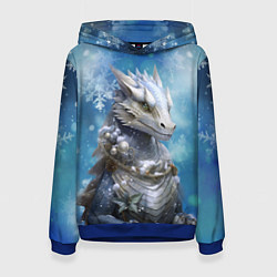 Толстовка-худи женская Зимний дракон, цвет: 3D-синий