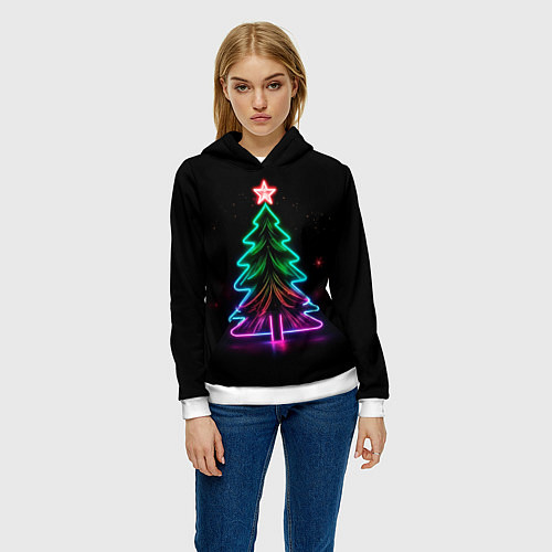 Женская толстовка Неоновая ёлка / 3D-Белый – фото 3