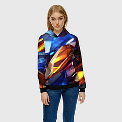 Толстовка-худи женская Прозрачные блестящие камни, цвет: 3D-черный — фото 2