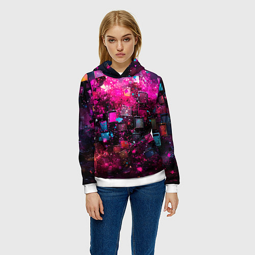 Женская толстовка Летящие абстрактные кубики / 3D-Белый – фото 3