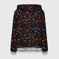 Толстовка-худи женская Дождевые сердечки, цвет: 3D-меланж