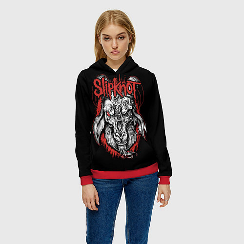 Женская толстовка Slipknot - козёл / 3D-Красный – фото 3