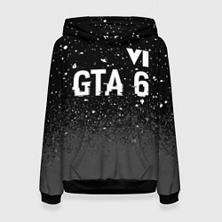 Толстовка-худи женская GTA 6 glitch на темном фоне посередине, цвет: 3D-черный