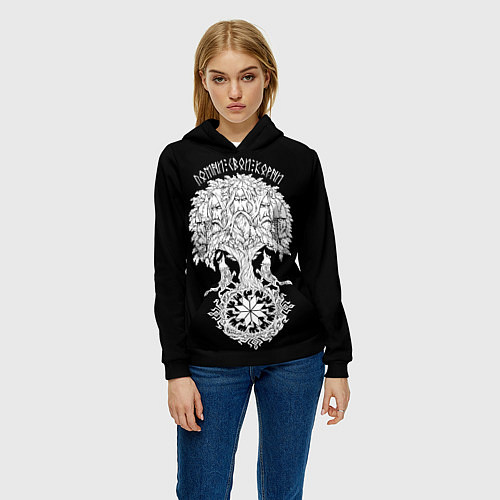 Женская толстовка Славянские воины - помни свои корни / 3D-Черный – фото 3