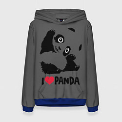 Толстовка-худи женская Я люблю панду, цвет: 3D-синий