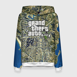 Толстовка-худи женская GTA 5 карта, цвет: 3D-белый