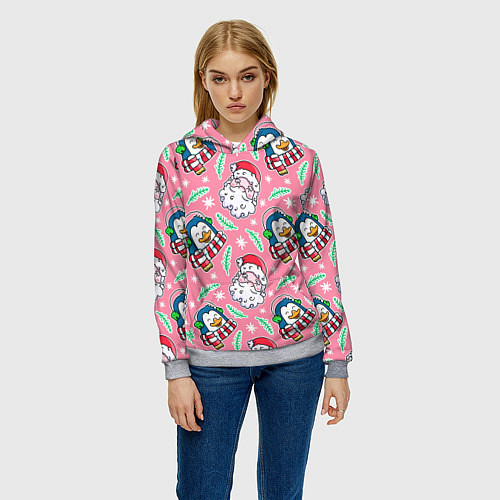 Женская толстовка Персонажи новогодние / 3D-Меланж – фото 3