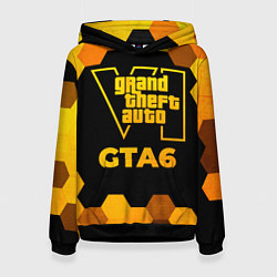 Толстовка-худи женская GTA6 - gold gradient, цвет: 3D-черный