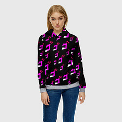 Толстовка-худи женская JoJos Bizarre neon pattern logo, цвет: 3D-меланж — фото 2