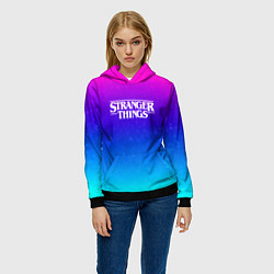 Толстовка-худи женская Stranger Things gradient colors, цвет: 3D-черный — фото 2