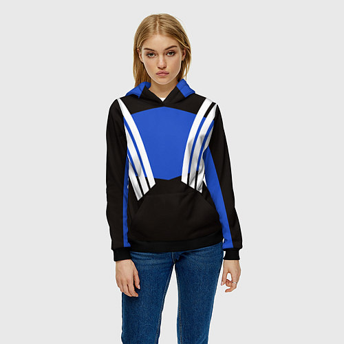 Женская толстовка Олимпийка 90х - полоски / 3D-Черный – фото 3
