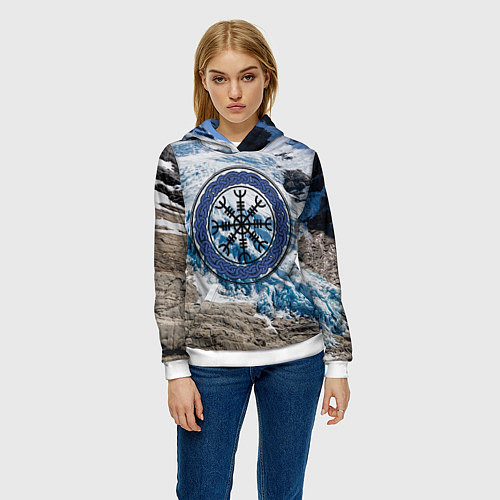 Женская толстовка Символ шлем ужаса - место силы / 3D-Белый – фото 3
