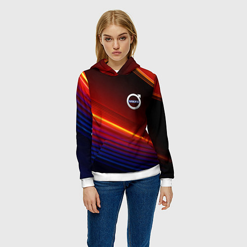 Женская толстовка Volvo neon gradient auto / 3D-Белый – фото 3