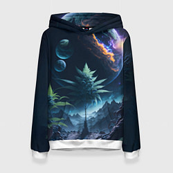 Толстовка-худи женская Вид на землю с другой планеты, цвет: 3D-белый