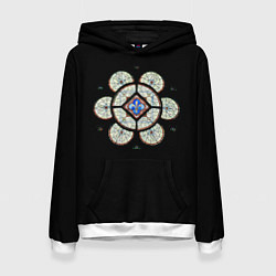 Толстовка-худи женская Готический витраж из Блуа, цвет: 3D-белый