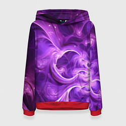 Толстовка-худи женская Фиолетовая фрактальная абстракция, цвет: 3D-красный