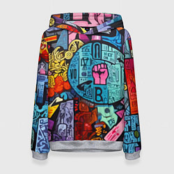 Толстовка-худи женская Кулак - граффити, цвет: 3D-меланж