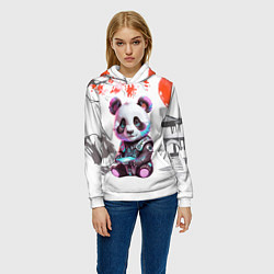 Толстовка-худи женская Funny panda - China, цвет: 3D-белый — фото 2