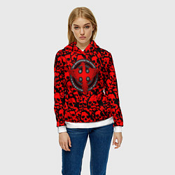 Толстовка-худи женская Thirty Seconds to Mars skull pattern, цвет: 3D-белый — фото 2