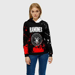Толстовка-худи женская Ramones краски метал группа, цвет: 3D-черный — фото 2