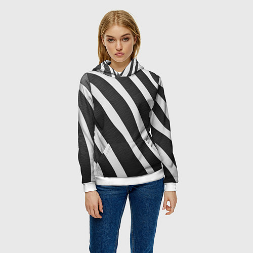 Женская толстовка Зебровые линии / 3D-Белый – фото 3