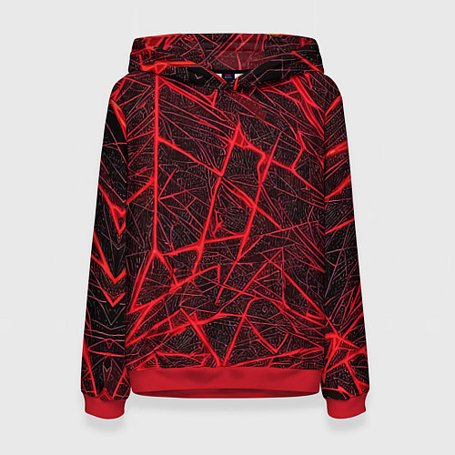 Женская толстовка Красная паутина на чёрном фоне / 3D-Красный – фото 1