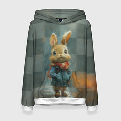 Толстовка-худи женская Игрушечный зайка, цвет: 3D-белый
