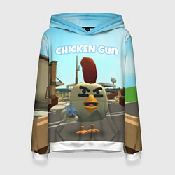 Толстовка-худи женская Chicken Gun - shooter, цвет: 3D-белый