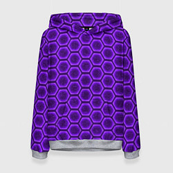 Толстовка-худи женская Энергетический щит - фиолетовый, цвет: 3D-меланж