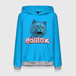 Толстовка-худи женская Roblox синий кот, цвет: 3D-меланж