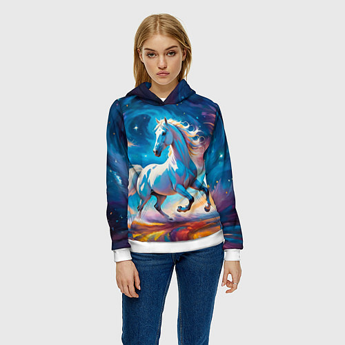 Женская толстовка Космический скакун / 3D-Белый – фото 3