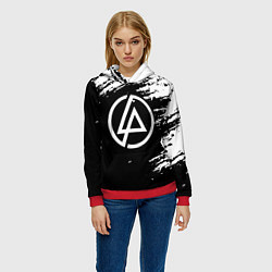 Толстовка-худи женская Linkin Park - black and white, цвет: 3D-красный — фото 2