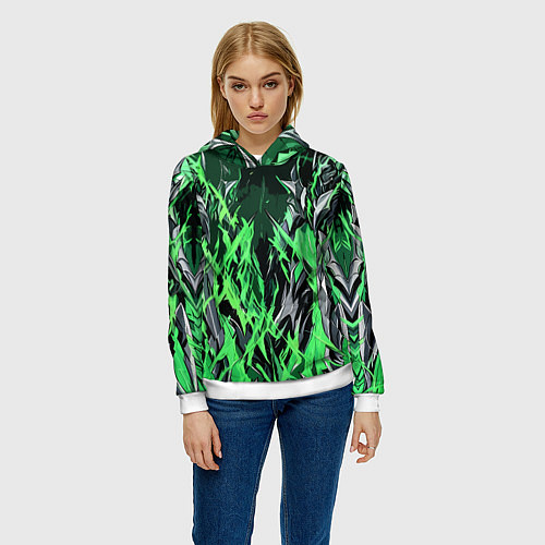 Женская толстовка Сталь и зелёная энергия / 3D-Белый – фото 3