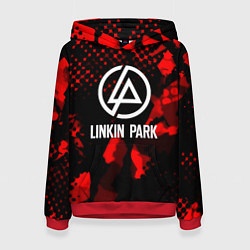 Толстовка-худи женская Linkin park краски текстуры, цвет: 3D-красный