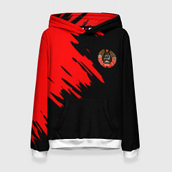 Толстовка-худи женская БССР текстура краски, цвет: 3D-белый