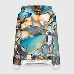 Толстовка-худи женская Грани стеклянного камня, цвет: 3D-белый