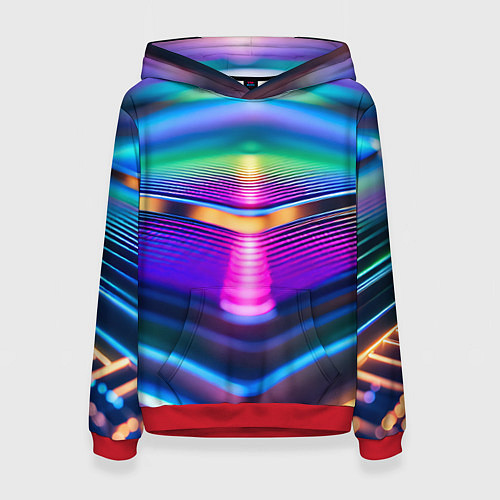 Женская толстовка Неоновые линии платформы / 3D-Красный – фото 1