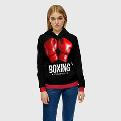 Толстовка-худи женская Boxing Champion, цвет: 3D-красный — фото 2