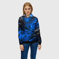 Толстовка-худи женская Чёрная и синяя субстанция, цвет: 3D-черный — фото 2