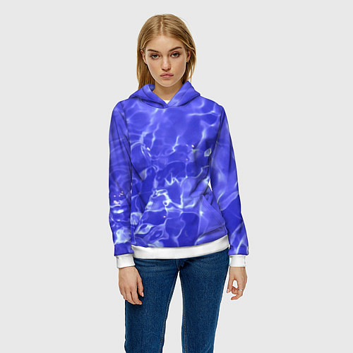 Женская толстовка Синяя вода текстура / 3D-Белый – фото 3