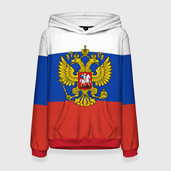 Толстовка-худи женская Флаг России с гербом, цвет: 3D-красный