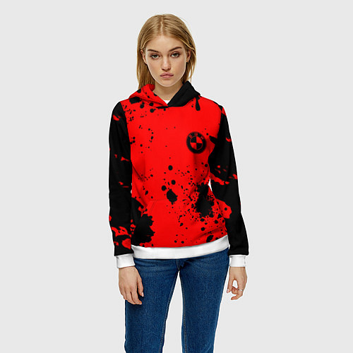 Женская толстовка BMW краски текстура красный / 3D-Белый – фото 3
